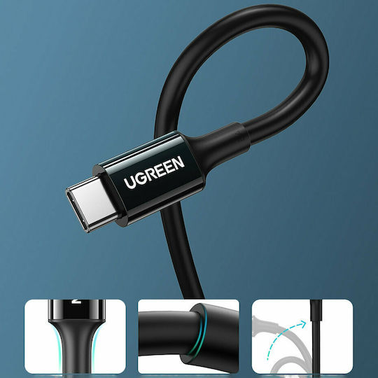 Ugreen US300 USB 2.0 Cable USB-C male - USB-C 100W PD Μαύρο 1m 80371