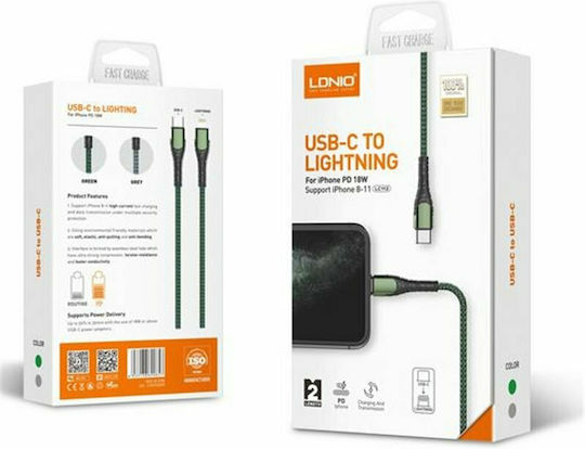 Ldnio LC111 Geflochten USB-C zu Lightning Kabel 30W Gray 1m