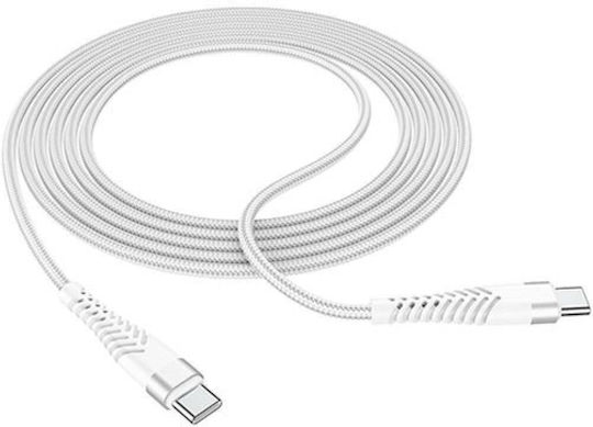 Lamtech Cablu Braided USB 2.0 USB-C Masculin - USB-C Alb 2m LAM023633