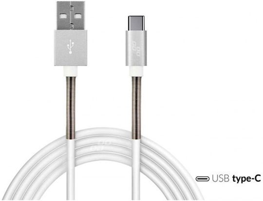 AMiO Cablu USB 2.0 USB-C Masculin - USB-A Alb 1m 01433
