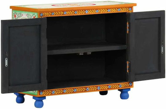 Cabinet De Depozitare Din Lemn Masiv Multicolor L70xL35xÎ60cm