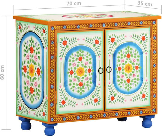 Cabinet De Depozitare Din Lemn Masiv Multicolor L70xL35xÎ60cm