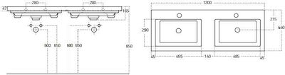 Drop Luxus 120 Πάγκος με Νιπτήρα, Καθρέπτη & Στήλη Μ116xΒ40xΥ50cm Λευκός