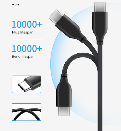 Cabletime C160 USB 3.0 Cable USB-C male - USB-A 15W Μαύρο 2m CT-C160-U33-CMANN-B2