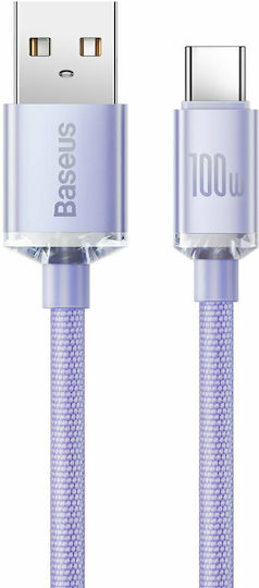 Baseus Crystal Shine Geflochtenes USB 2.0 Kabel USB-C männlich - USB-A 100W PD Lila 2m CAJY000505