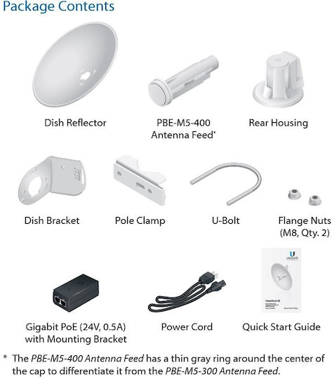 Ubiquiti PowerBeam M5-400 Εξωτερική Κεραία WiFi Παραβολική 22dBi με σύνδεση Ethernet