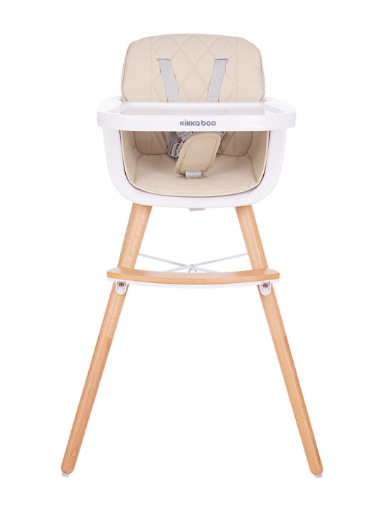 Kikka Boo Woody Highchair 2 in 1 & Leatherette Seat Beige