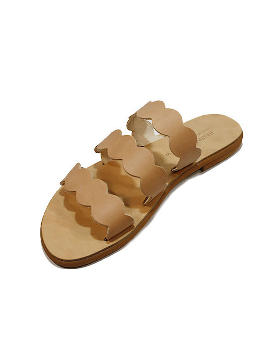 Sandale de damă din piele de culoare naturală