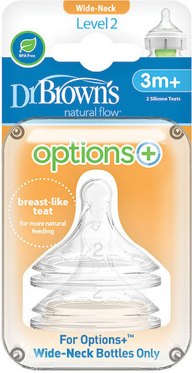 Dr. Brown's Options Silicone Baby Bottle Teats Medium Flow for 3+ months 2pcs