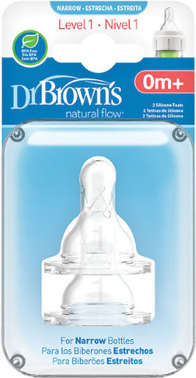 Dr. Brown's Natural Flow Options Silicone Baby Bottle Teats Normal Flow for 0+ months 2pcs