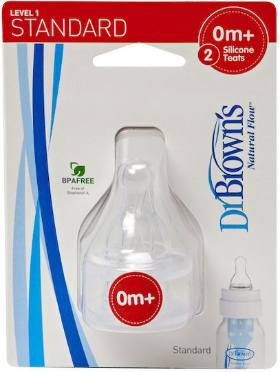 Dr. Brown's Natural Flow Options Silicone Baby Bottle Teats Normal Flow for 0+ months 2pcs