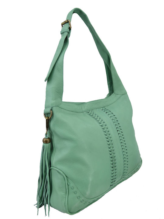 Leather 100 WOMEN'S LEATHER BAG CODE: 04-BAG-ILBS-5593 (VERDE-AQUA)