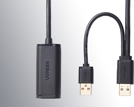 Ugreen US137 USB 2.0 Cable USB-A male - USB-A female Μαύρο 5m (20213)