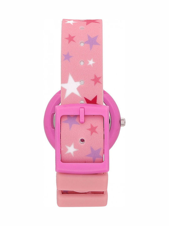 Kikou Kinder-Analoguhr mit Kautschuk/Plastikarmband Rosa