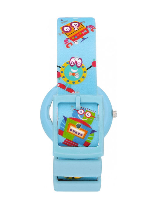 Kikou Kinder-Analoguhr mit Kautschuk/Plastikarmband Hellblau