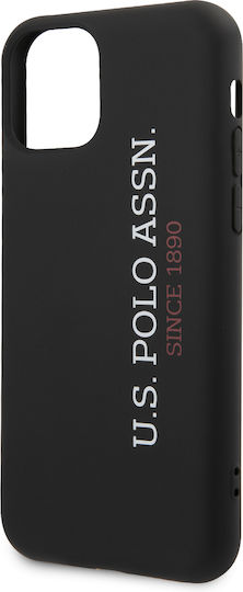 U.S. Polo Assn. Vertical Logo Umschlag Rückseite Silikon Schwarz (iPhone 11 Pro Max)