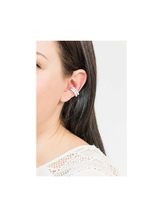 Rebecca Cercei Simpli Ear Cuff din Argintiu Placat cu Aur cu Perle