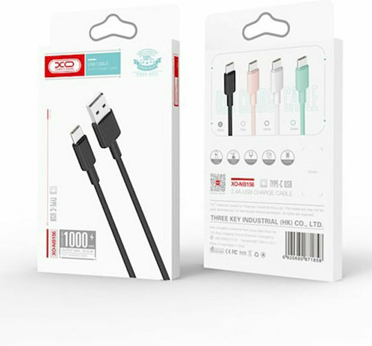 XO NB156 Regular USB 2.0 to micro USB Cable Μαύρο 1m