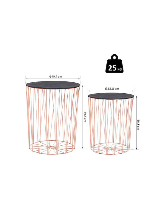 Round Metal Side Table Pink / Gold M40.7xL40.7xH49.5cm