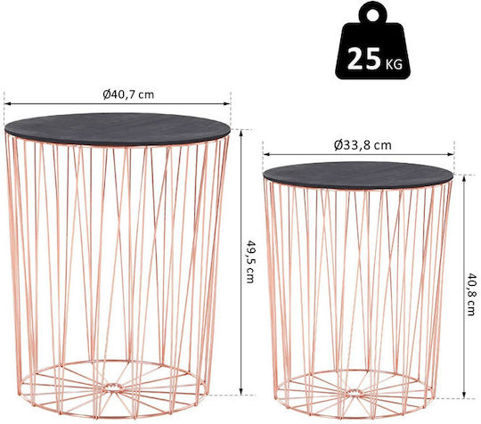 Round Metal Side Table Pink / Gold M40.7xL40.7xH49.5cm