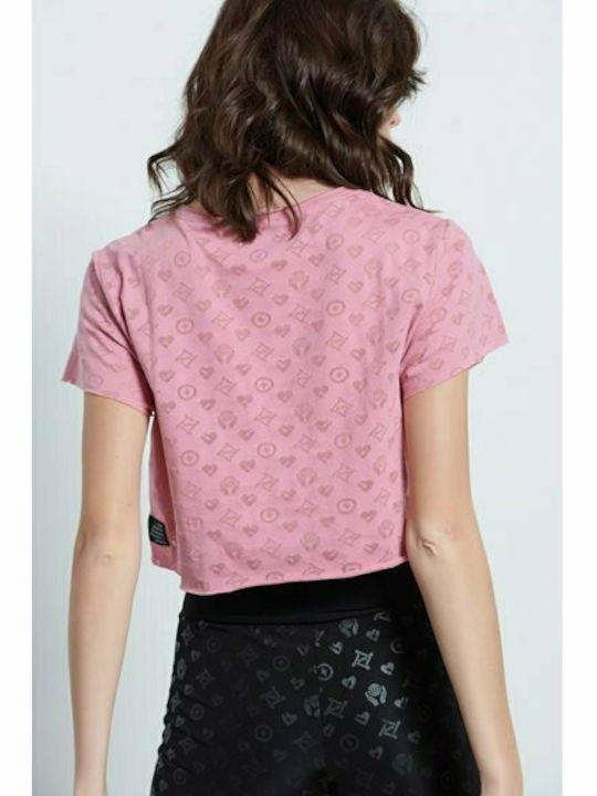 BodyTalk Damen Sportliches Crop Top Kurzärmelig Rosa