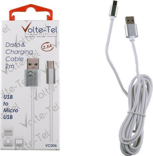 Volte-Tel Regular USB 2.0 to micro USB Cable Μαύρο 2m (8178818)