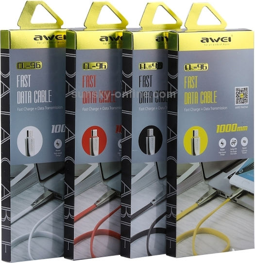 Awei CL-96 Равен USB 2.0 до микро USB кабел Червен 1м 1бр