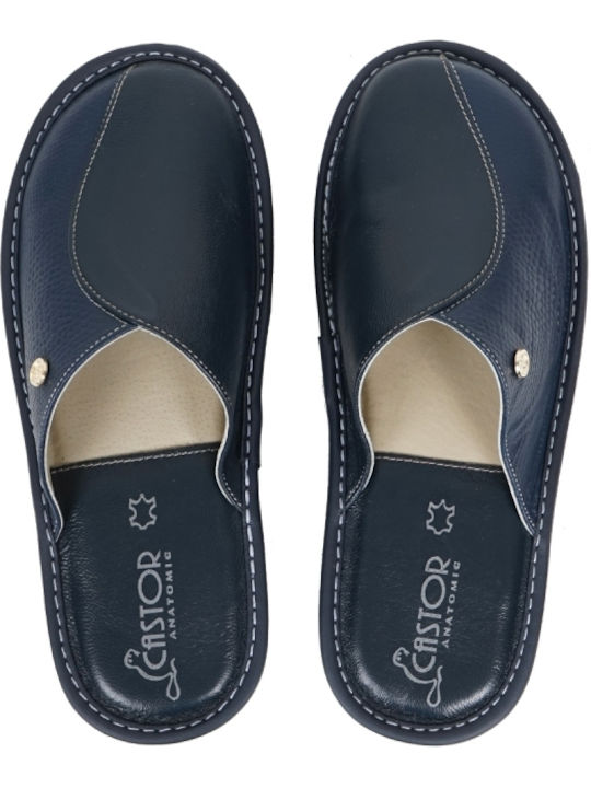 Anatomical Leather Women's Slippers Navy Blue
