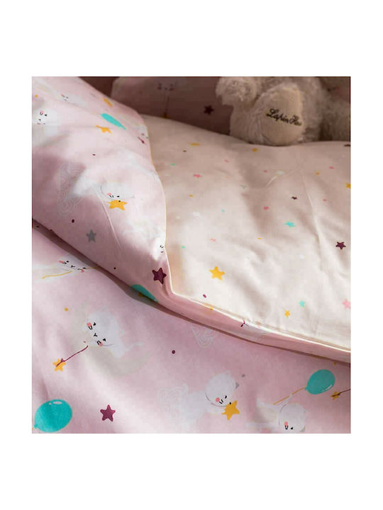 Vesta Home Baby Duvet Cover Set With Pillowcase Cat Pink 120x160cm