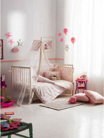 Vesta Home Σετ Βρεφική Παπλωματοθήκη με Μαξιλαροθήκη Cat Ροζ 120x160εκ.