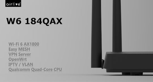 AirLive W6184QAX Drahtlos Router Wi-Fi 6 mit 4 Anschlüssen Gigabit Ethernet