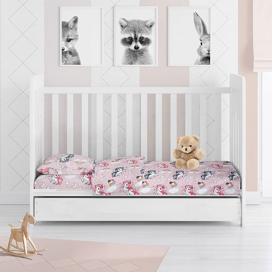 Dimcol Βρεφική Παπλωματοθήκη Unicorn 107 Lilac 120x160εκ.