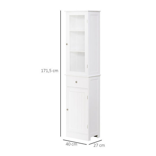Kleankin 834-291 Floor Bathroom Column Cabinet L40xD27xH171.5cm White
