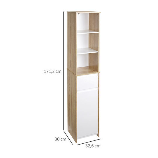 Kleankin 834-318 Badezimmersäule Boden H32.6xB30xH171.2cm Braun