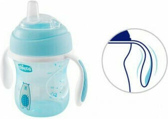 Chicco Transition Cup Lern-Trinkflasche Kunststoff mit Griffen Hellblau für 4m+m+ 200ml 06911-20