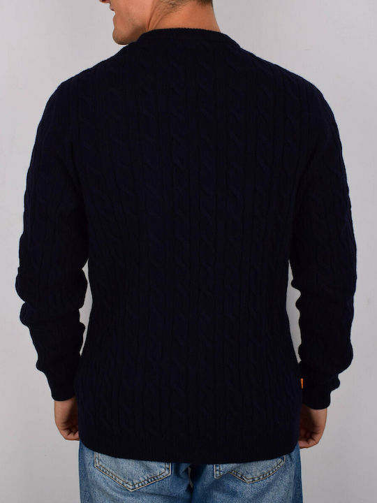 Lambwool Cable Πουλόβερ Μακρυμάνικο Navy Μπλε