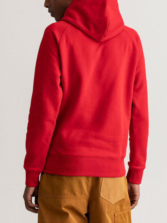 Gant Men's Sweatshirt with Hood & Pockets Red