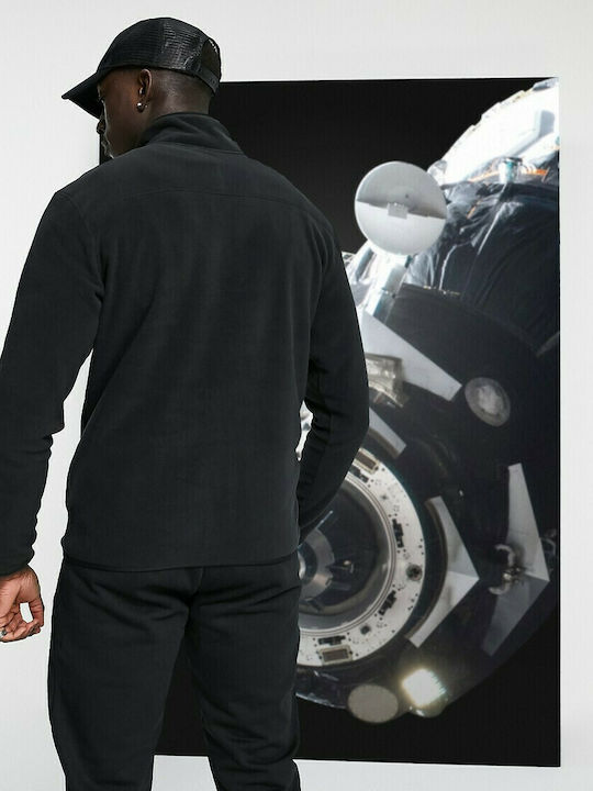 100 Glacier Herren Shirt Langarm Ausschnitt mit Reißverschluss Schwarz