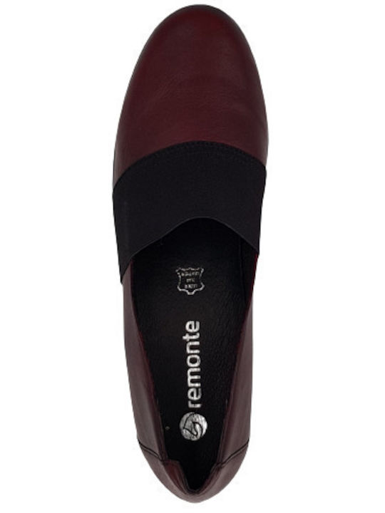 Leather Women's Moccasins in Burgundy Color