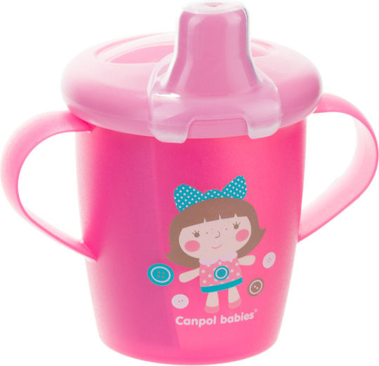 Canpol Babies Anywayup Educational Sippy Cup Plastic with Handles Pink for 9m+m+ 250ml