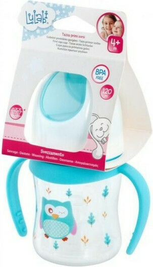 Lulabi Owl Educational Sippy Cup Plastic with Handles Light Blue for 4m+m+ 120ml