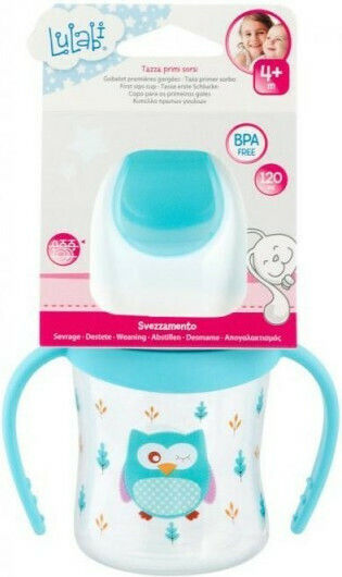 Lulabi Owl Educational Sippy Cup Plastic with Handles Light Blue for 4m+m+ 120ml