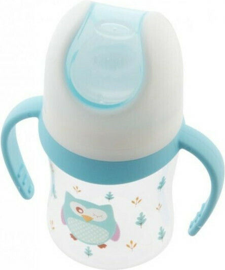 Lulabi Owl Educational Sippy Cup Plastic with Handles Light Blue for 4m+m+ 120ml