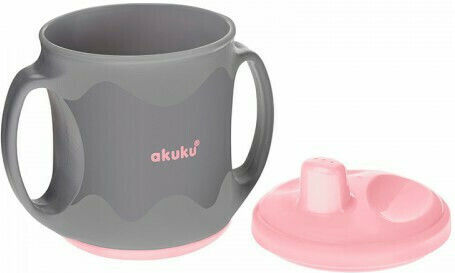 Akuku Non-spill Lern-Trinkflasche Kunststoff mit Griffen Gray für 6m+m+ 200ml