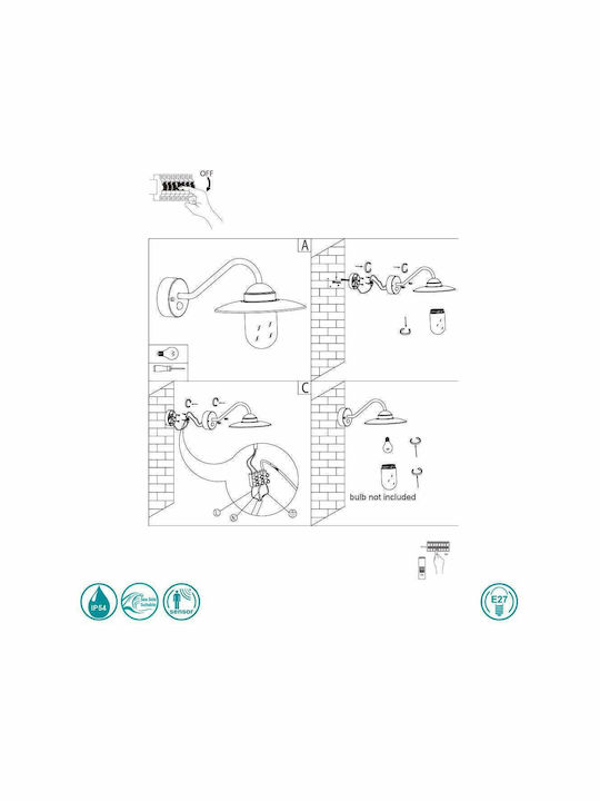 Nordlux Luxembourg Wall-Mounted Outdoor Hat Light E27 IP54 42x11εκ.