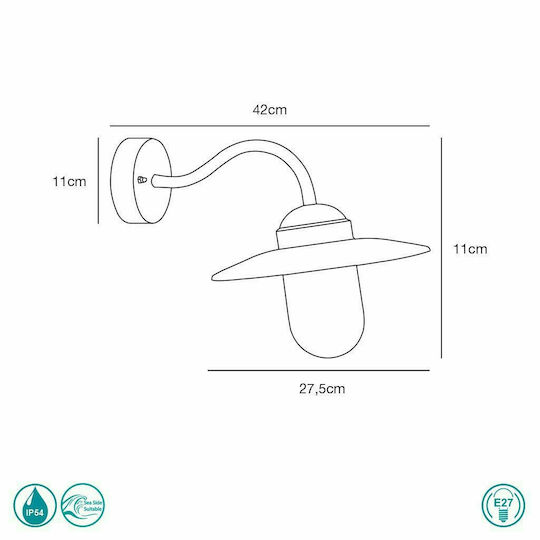 Nordlux Luxembourg Wall-Mounted Outdoor Hat Light E27 IP54 42x11εκ.