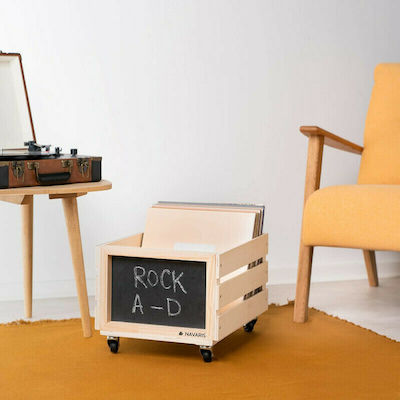 Navaris Wooden Storage Box with Chalkboard and Wheels