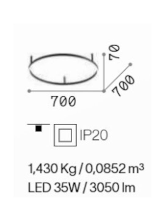 Ideal Lux Modernă Metalică Plafonieră de tavan cu LED Integrat 70buc Negru