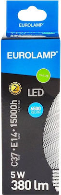 Eurolamp LED Lampen für Fassung E14 und Form C37 Kühles Weiß 380lm 1Stück