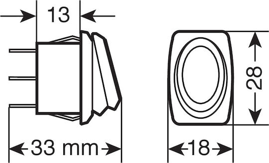 Lampa Rocker Διακόπτης On/Off Αυτοκινήτου Led 10A 12V-24V Universal Κόκκινο